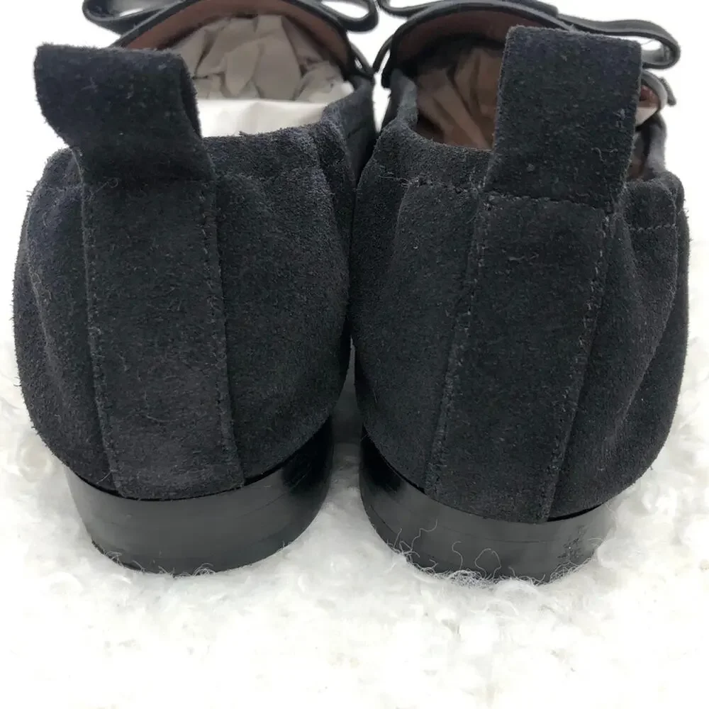 Coach Women's Henny Suede Bow Slip On Loafer Flats Sz 5.5B US Black